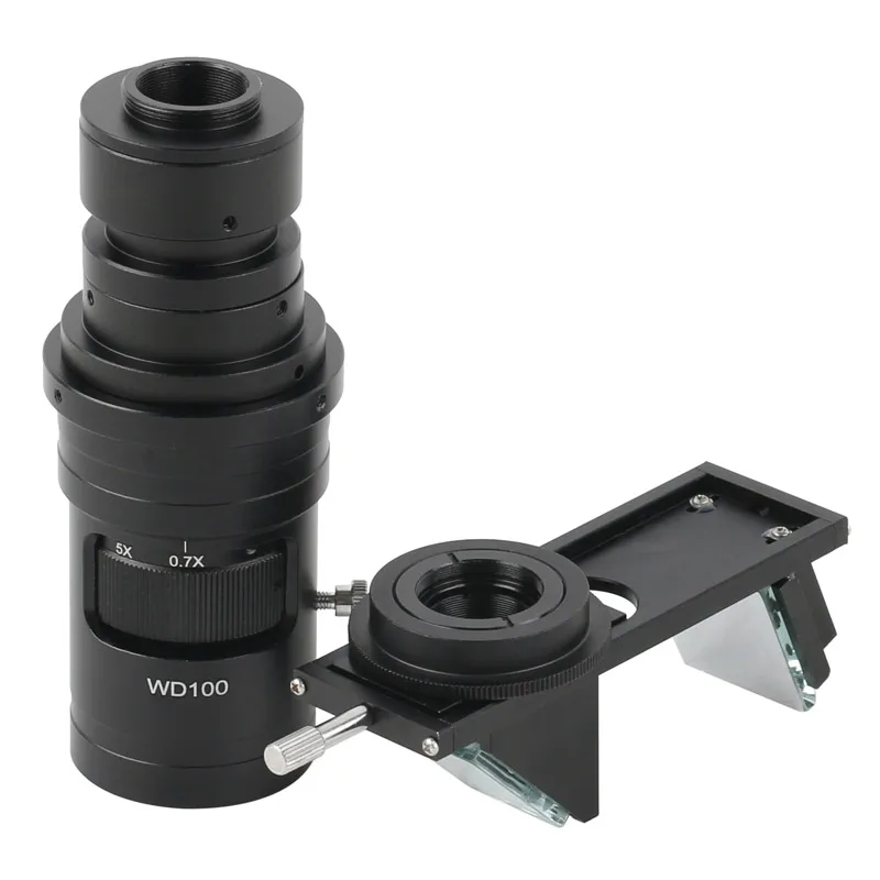 Industrial Electronic Video C Mount Microscope Zoom Lens 2D 3D Large Field of View Magnifier 0.7X-5X For HDMI USB VGA Camera