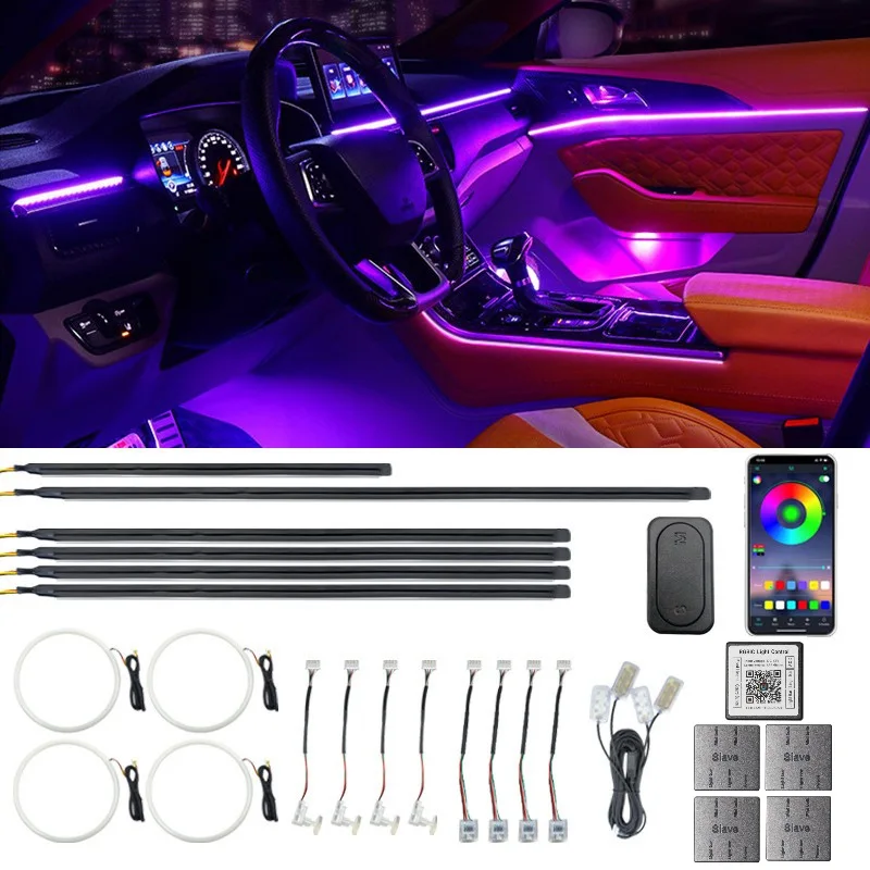 

64 Colors Car LED Ambient Light Dynamic Light Shadow Hidden Interior Modified Decor Lamp