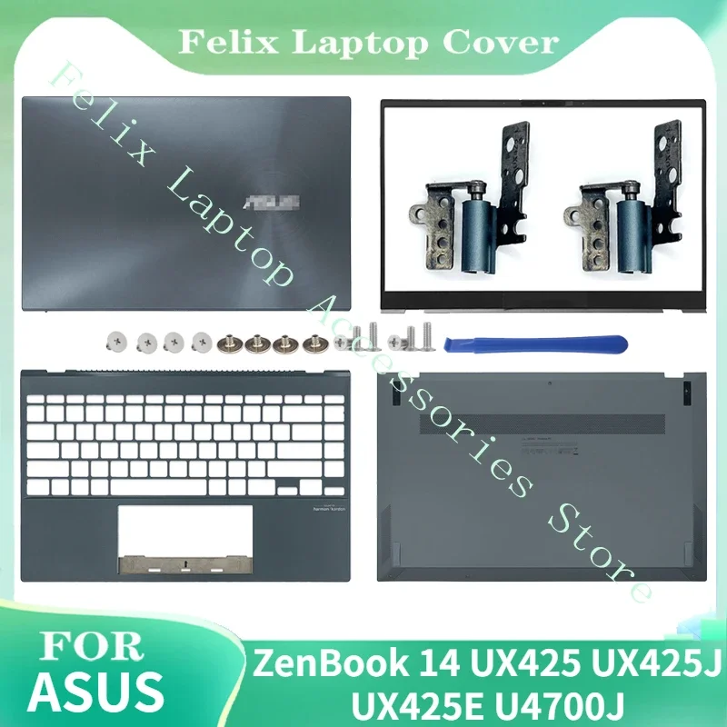 جراب خلفي LCD كامل لـ ASUS ، الحافة الأمامية ، المفصلات ، Palmrest ، حافظة سفلية ، جديد ، ASUS ، ZenBook 14 ، UX425 ، UX425J ، UX425E ، U4700J