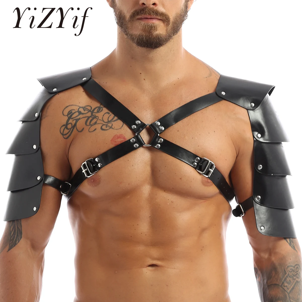 YiZYiF Zentai Harness Men Body Harness Harness Gay Belt Bondage Pirate Chest Costume con armatura fibbia Lingerie Sexy