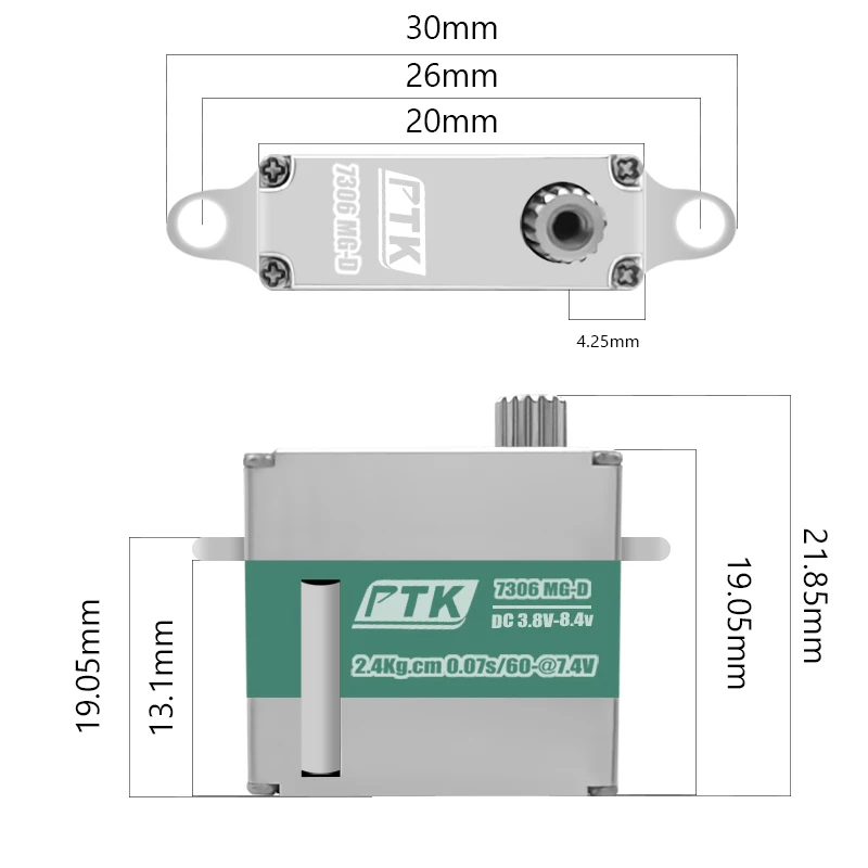 PTK 7306 MG-D 7g digital all-metal servo HV servo Glider Balsa Wing Servo F3 RC servo KST x06 same class