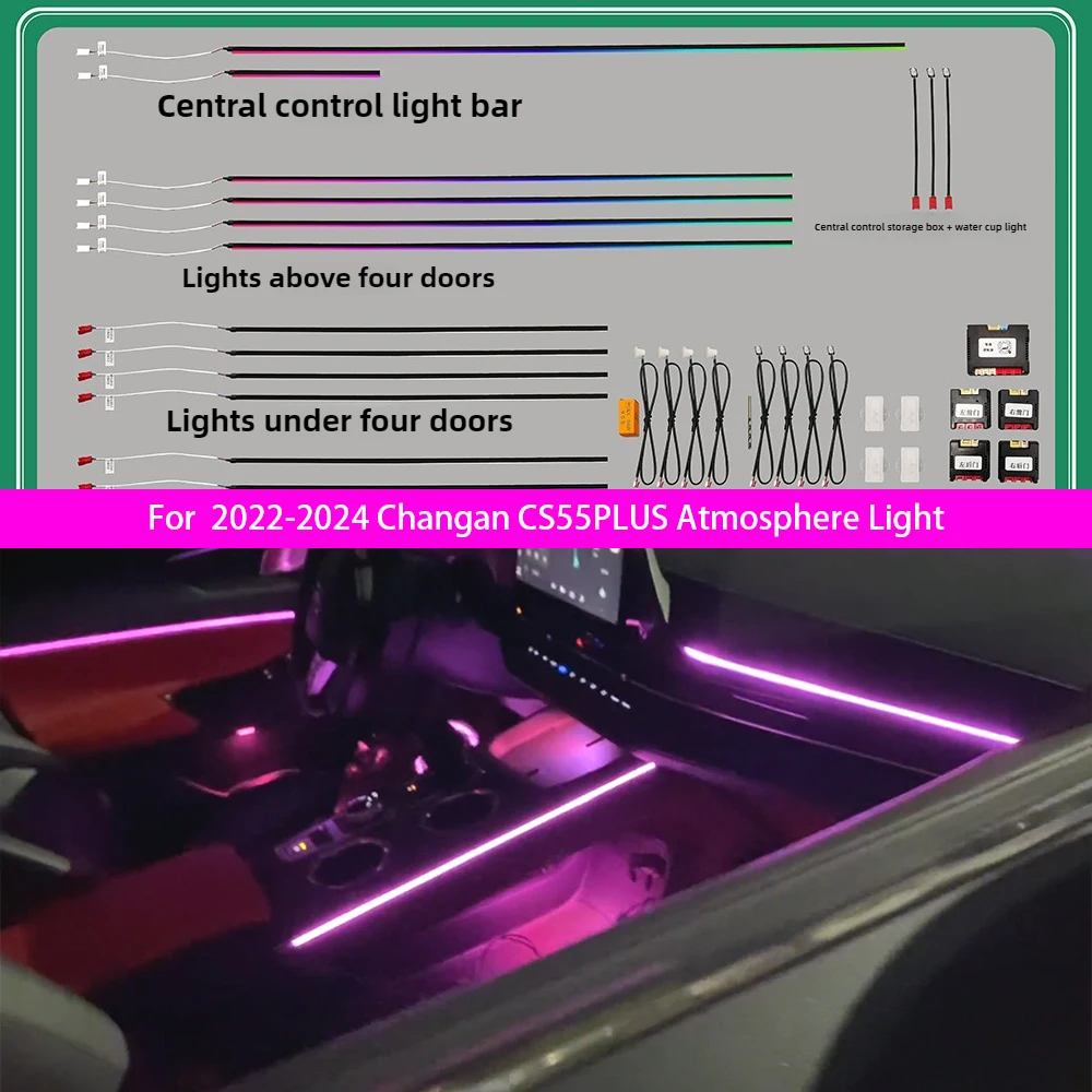 

For 2022-2024 Changan CS55PLUS Atmosphere Light Modified with LED Flow Light Customized Interior Lighting