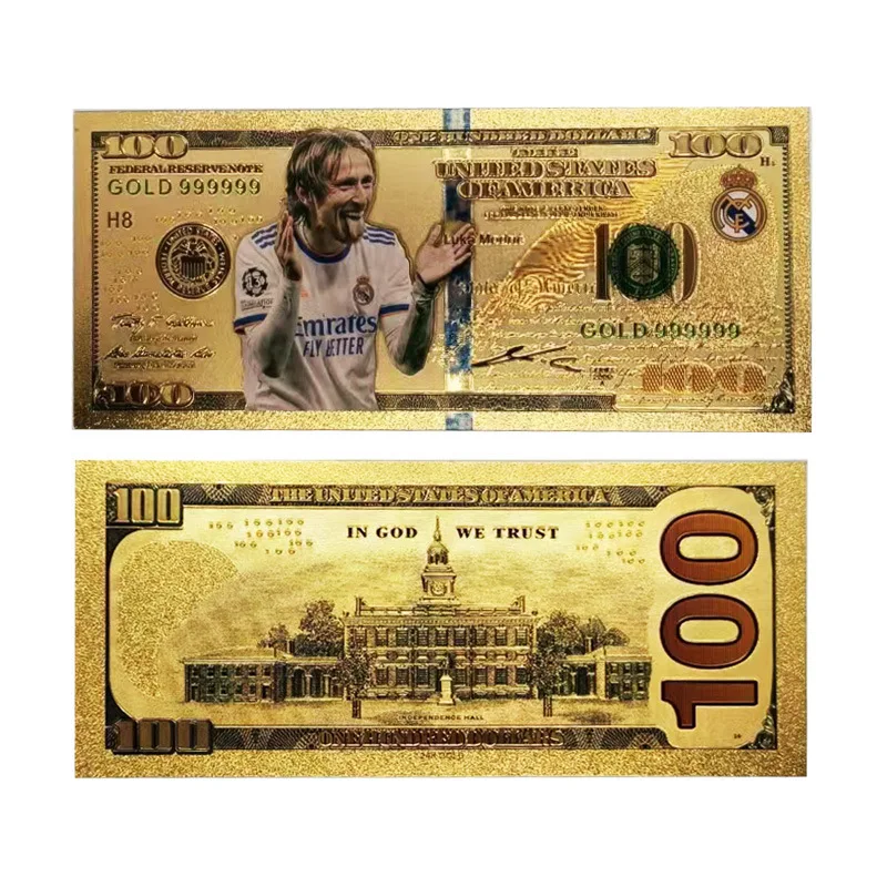 New Ronaldo Messi Neymar Mbappe Nostalgic Football Commemorative Banknote Collection Card Football Week Side Gift