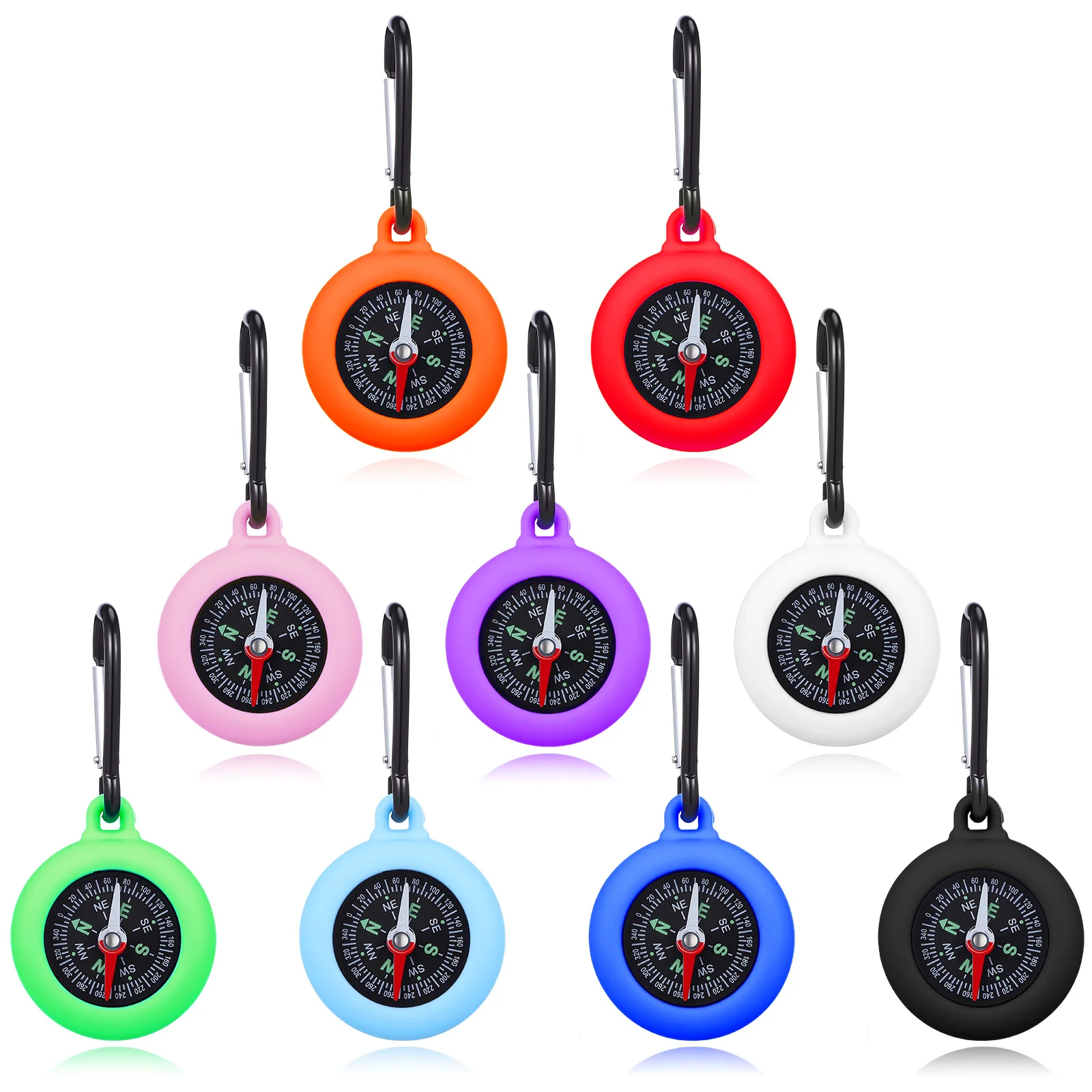 

9pcs Clip On Compass Outdoor Mini Pocket Keychain For Hiking Camping Climbing Survival Lightweight Durable Water Resistant