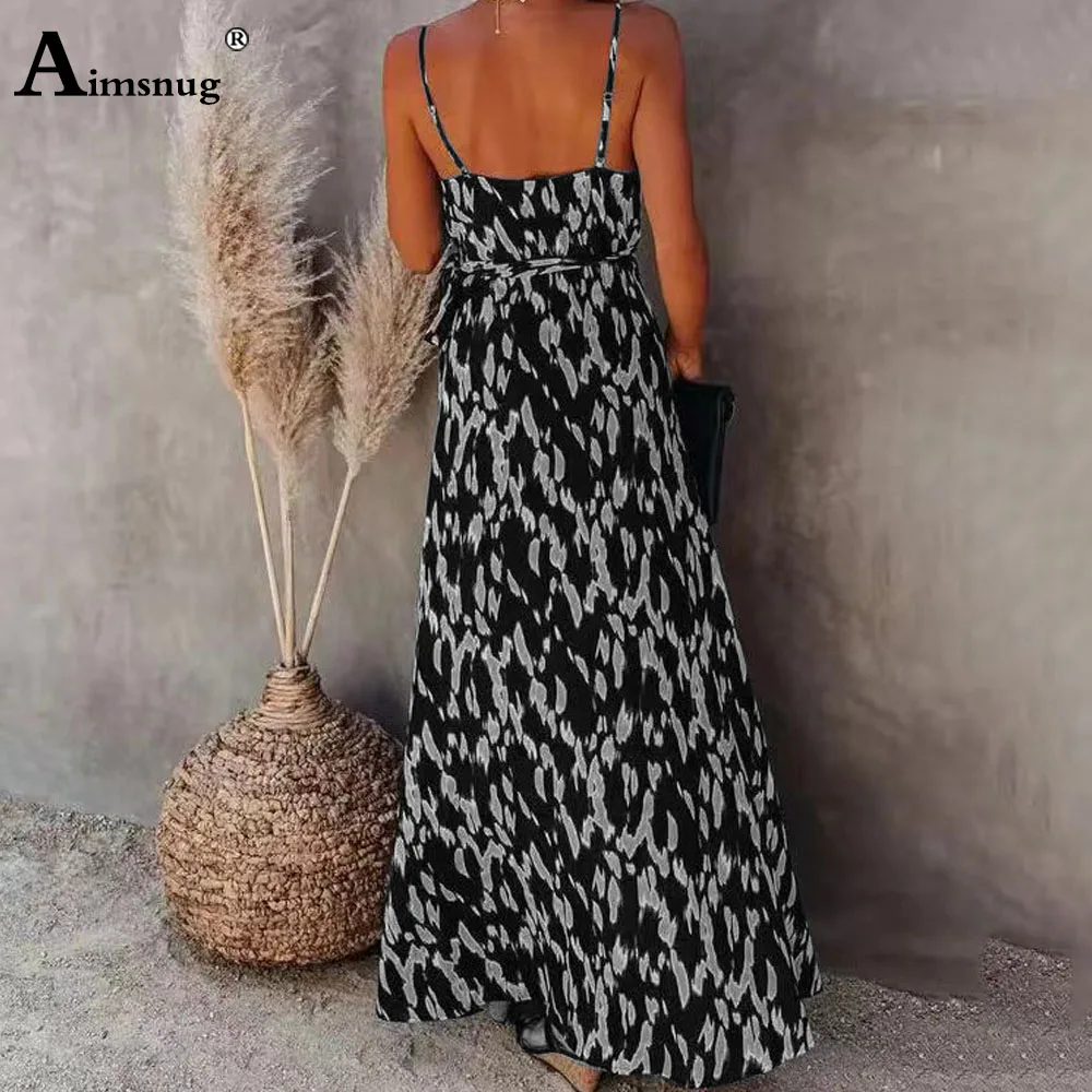 Women Elegant Boho Flower Print Dresses Europe style Long Robe Plus Size 5xl Ladies Vintage Maxi Dress Spaghetti Strap Dresses