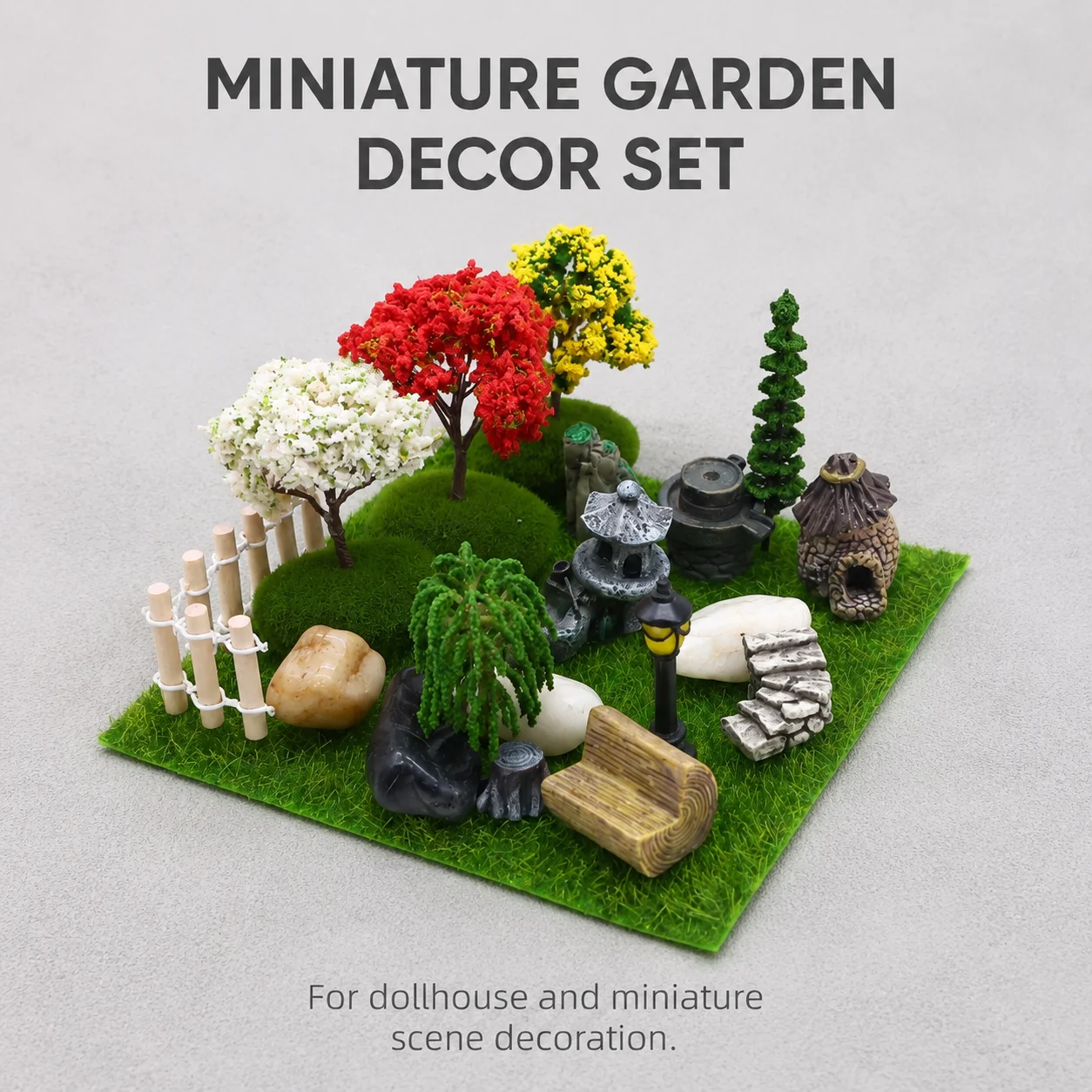 Kids Miniature Garden Set Landscape Accessories Realistic for DIY Photography Props 26pcs Plastic Kit