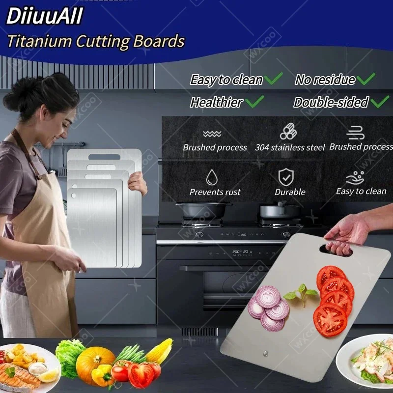 WXCOO Double Sided Chopping Board Stainless Steel Thickened Kneading Dough Board Kitchen Household Fruit Cutting Block