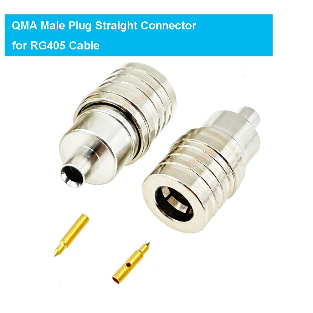 BEVOTOP 10PCS/LOT QMA Male Plug Straight / Right angle 90° Connector 50 Ohm Crimp QMA Connector for RG405 086 Cable
