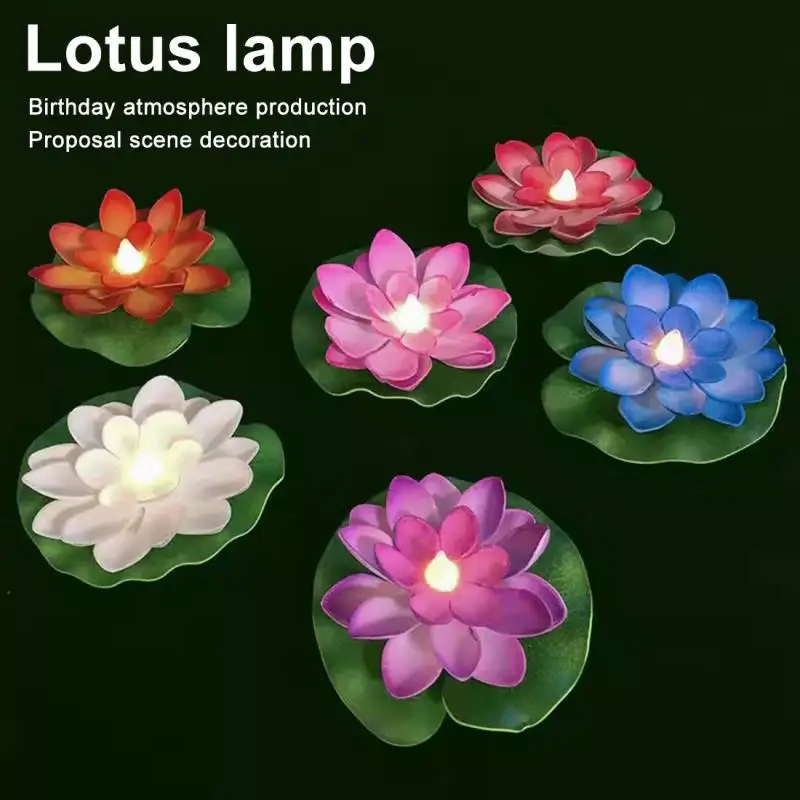 3PCS Artificial Floating Lotus Lamp LED Night Light Pool Fountain Fish Tank Decor Flower Lamp Wishing Lotus Light Party Decor