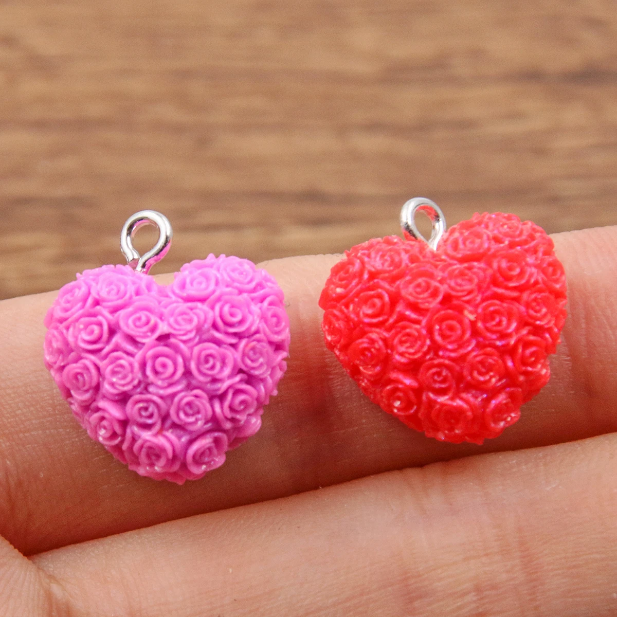 10Pcs 10 Color 17X18mm Geometry Resin Charms Rose Love Pendant Diy Findings 3D Keychain Bracelets Earrings For Jewelry Making
