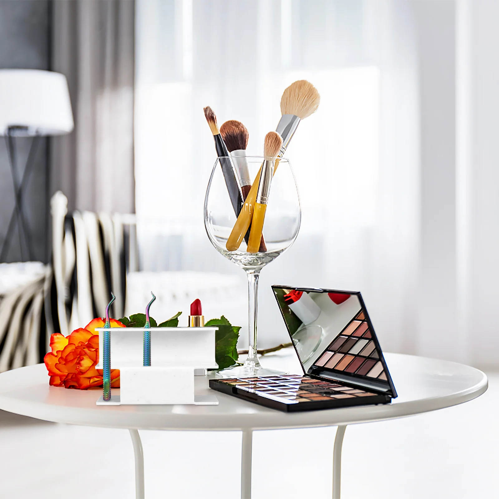 الاكريليك ملقط رمش تخزين حامل 6 ثقوب المنظم عرض موقف رمش تمديد أداة الملقط المنظم ماكياج