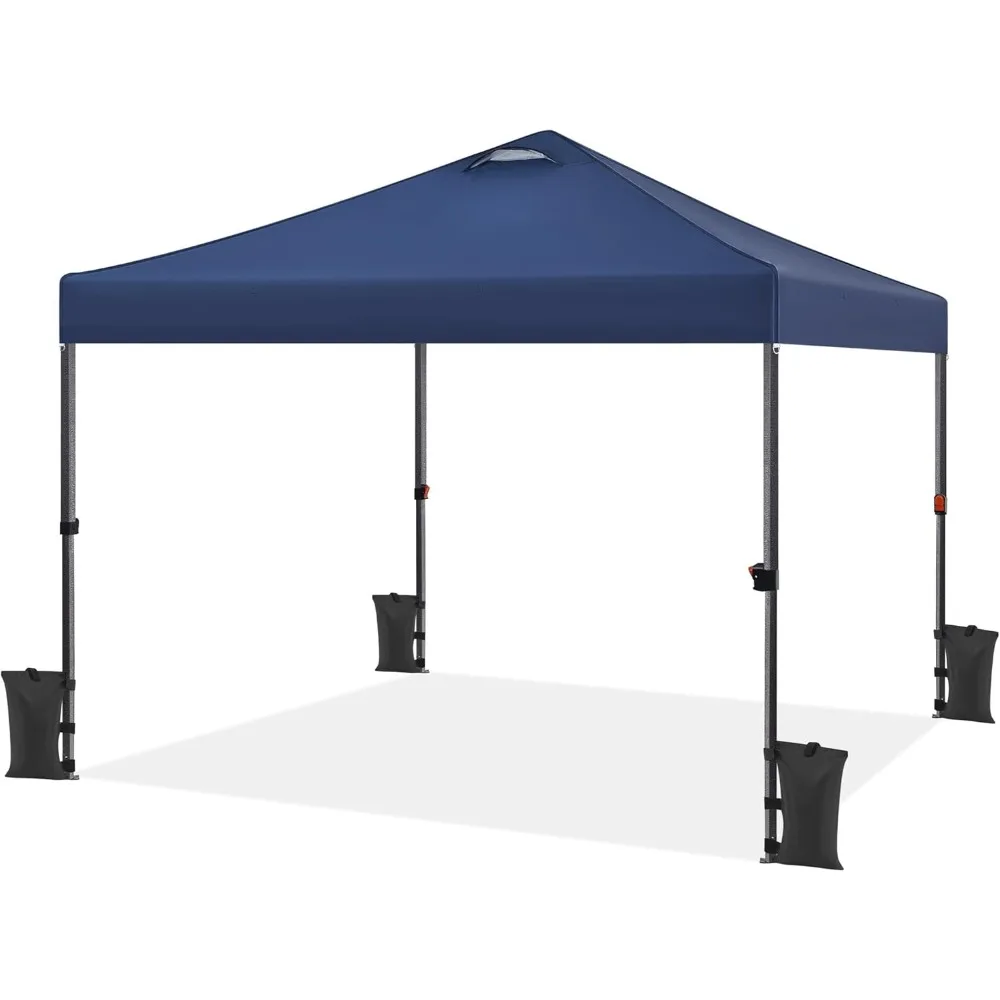 

10x10 Pop up Canopy Tent, Commercial 150D Silver Coated Fabric Outdoor Instant Tent w/Wheeled Bag, 4 Sandbags, 8 Stakes & 4 Rop