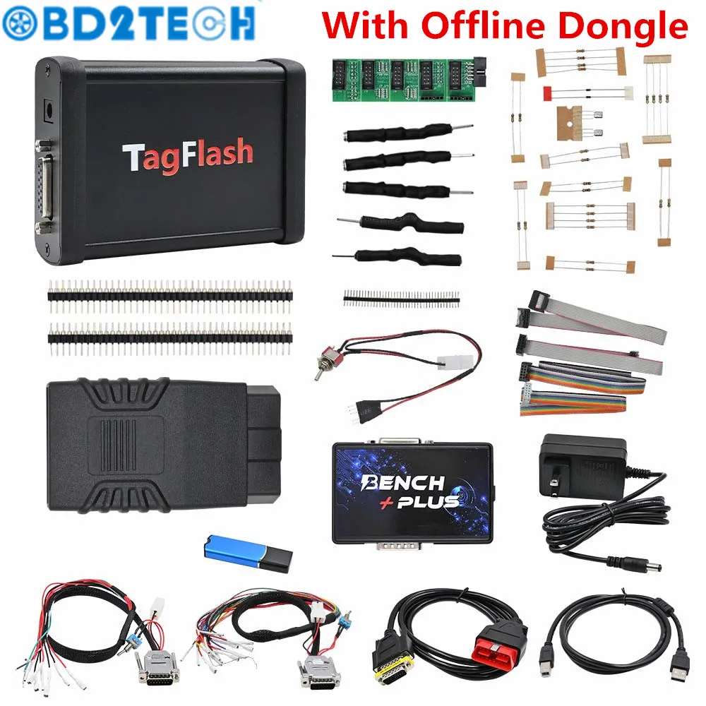 Online TagFlash ECU Programmer With Offline Dongle OBD/BENCH/BOOT/BDM/ JTAG Mode Read TCU Car Truck Motorbike Chip Tuning Tool