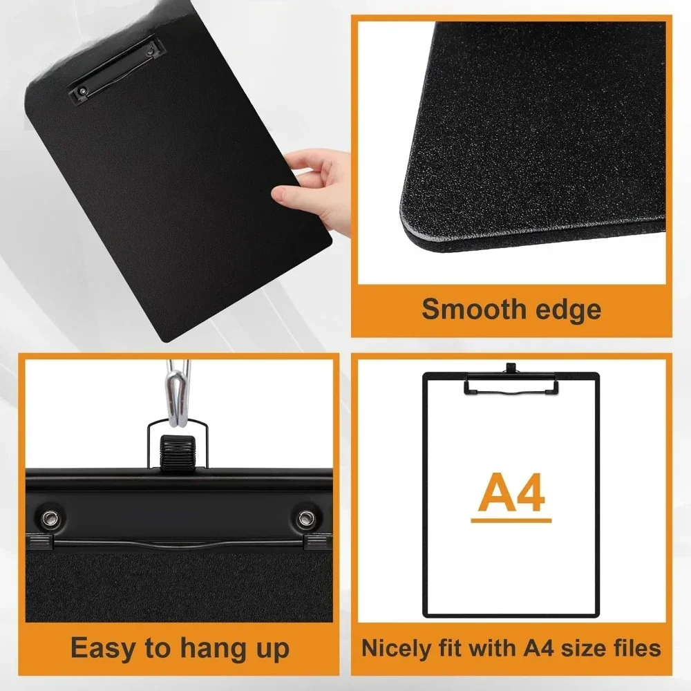 Appunti nero formato lettera A4 con portapenne. Appunti nero con piccole clip