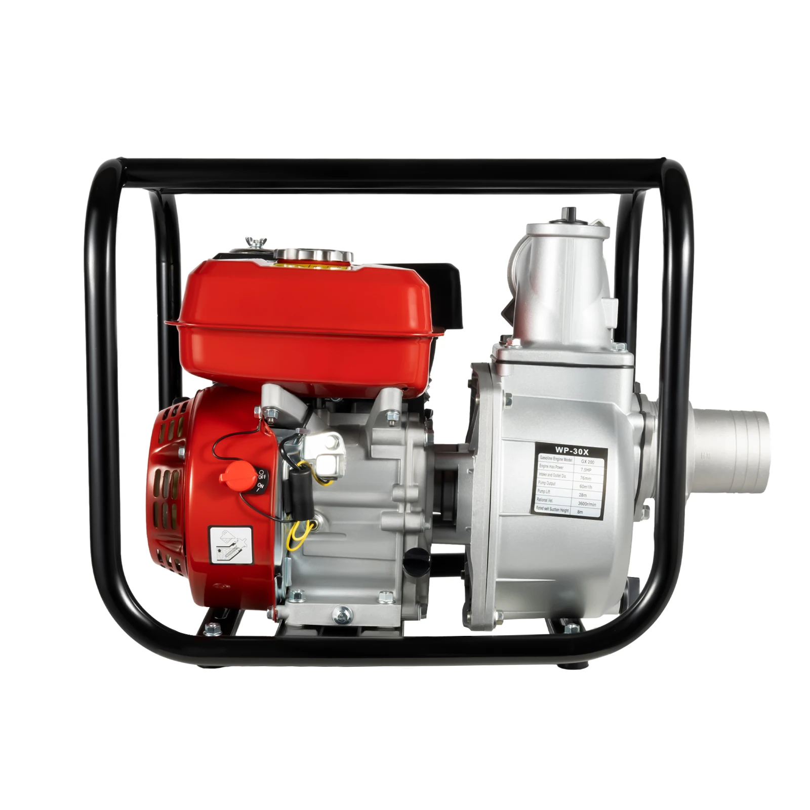 مضخة مياه حمراء قوية 7.5 حصان للري الزراعي، محرك غاز عالي التدفق مع مخرج مدخل 3 بوصة، سبائك ألومنيوم متينة #5