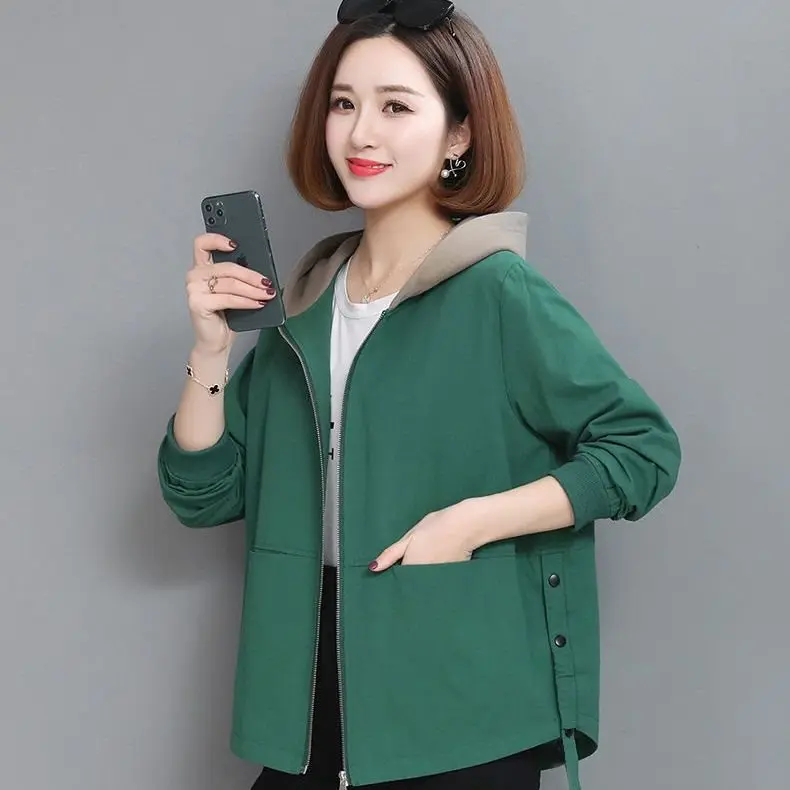 Round the World Women spring autumn wind shield long-sleeved jacket hood House-up jumper middle-aged women autumn jacket 40 s 50 s 60 s