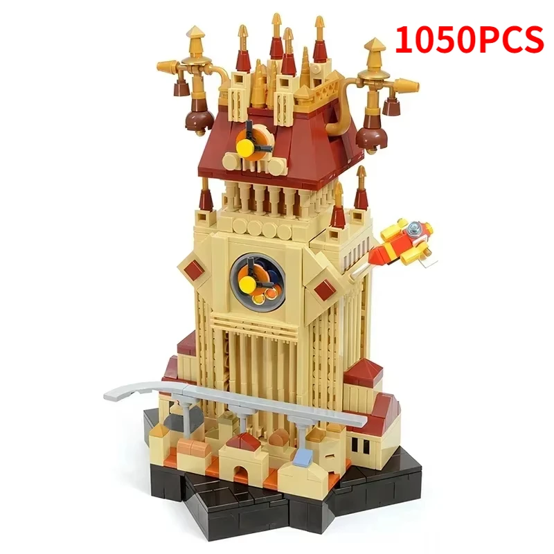 Movie Merchandise Kingdom Hearts Train Station Clock Tower Building Bblock MOC Twilight House Assembly Model Puzzle Kid Toy Gift