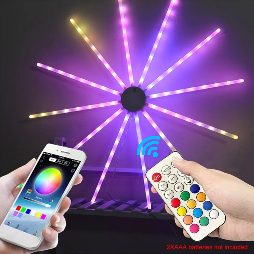 RGB Firework Light APP Remote Control Neon Strip USB 5V Color Changing Atmosphere Light Xmas Fairy Light Holiday Festival Decor