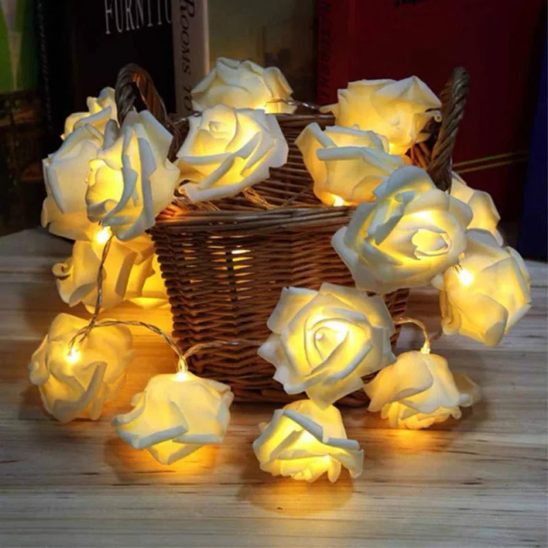 3m LED Rose String Lights for Valentine's Day Wedding Girl Heart Room Garden Decoration Night Light Christmas Fairy Lights Decor