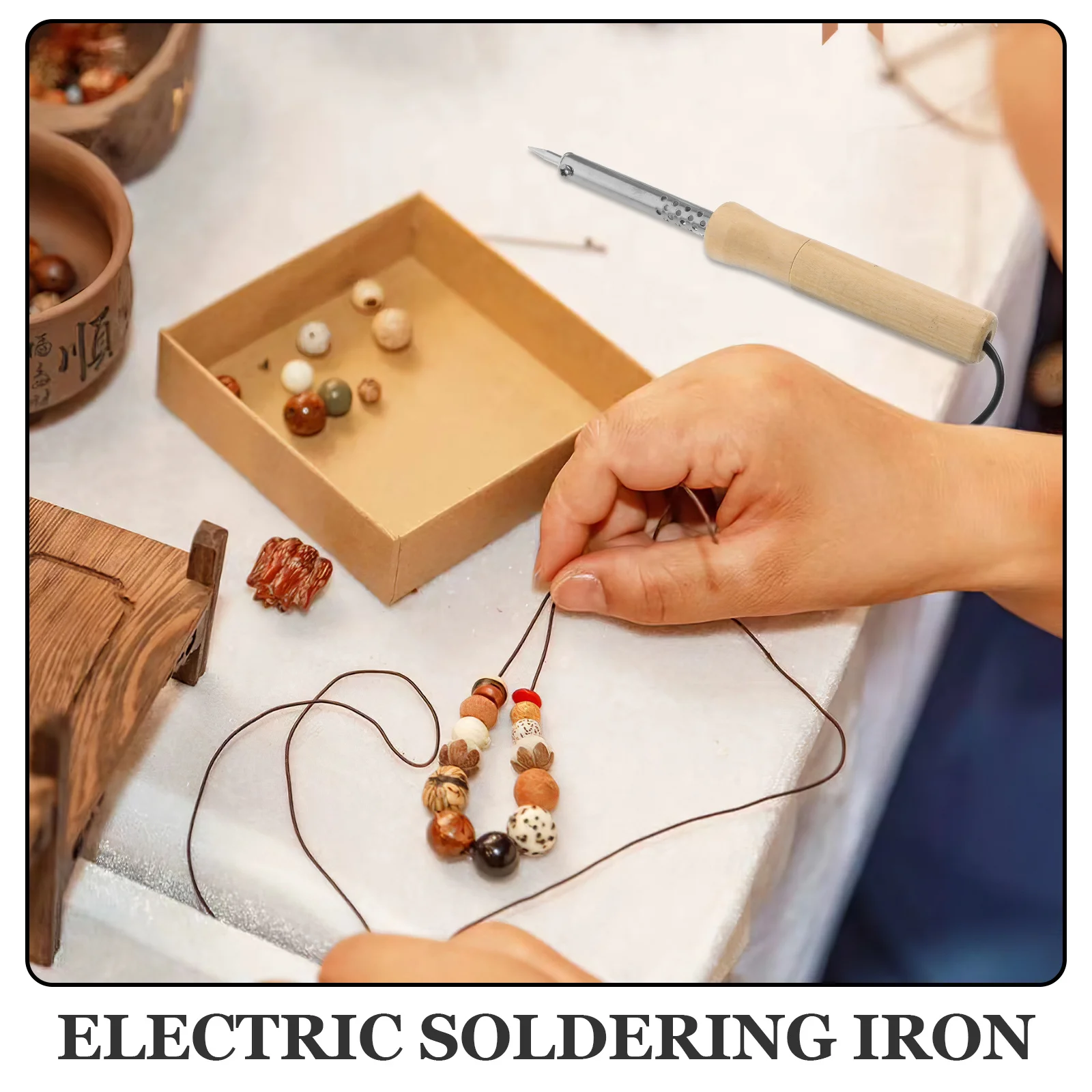 

Electric Soldering Iron 60W High Efficiency Heating Wood Handle Comfort Grip for Portable Household Welding Tool Electronic