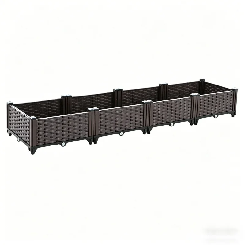 

Large 4-Tier Raised Garden Bed 160x40x22cm Plastic Planter Box for Growing Vegetables Flowers Herbs - Outdoor Indoor Balcony Pa