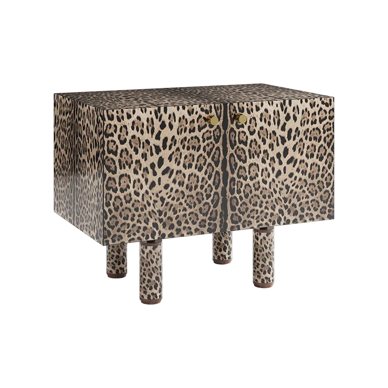 Modern Luxury Solid Leopard Print Graphic Motifs Display Cabinet For Living Room Farmhouse