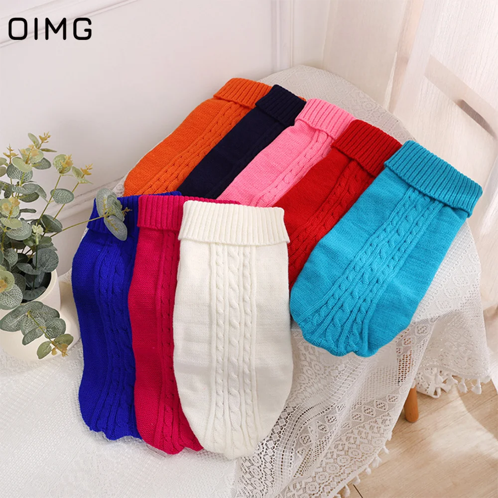 OIMG Winter Small Dogs Sweater Solid Hoodies Bichon Pomeranian Pet Dogs Home Wear Outfits Casual Puppy Sweatshirts Cats Clothing