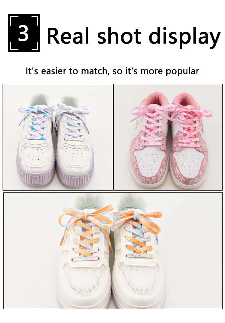 Flache Schnürsenkel für Sneaker, Regenbogen-Bindemuster, personalisierte Schnürsenkel, geeignet für Sportschuhe und Canvas-Schuhe. – Detail 8