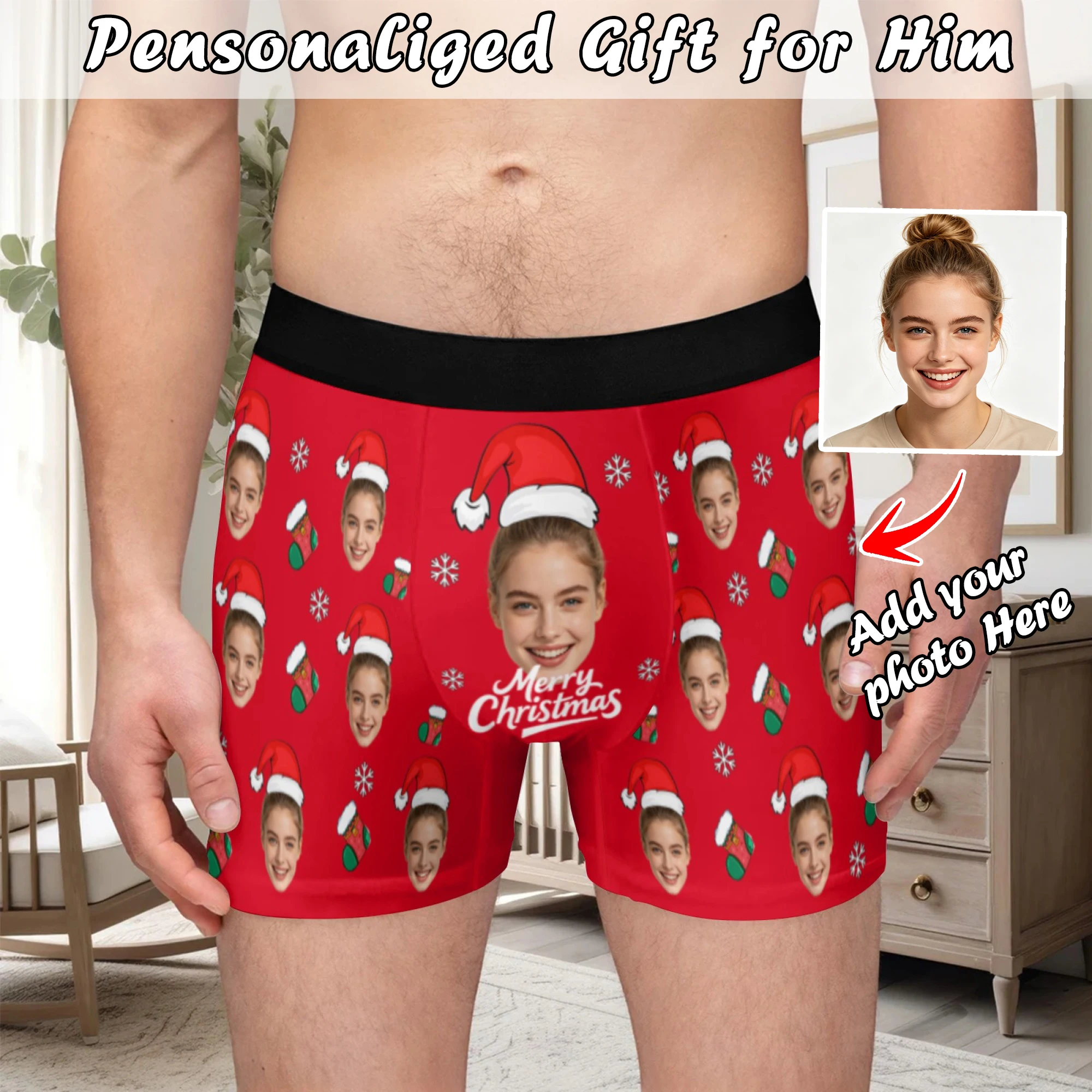 Custom Valentine Day Boxers For Men Personalized Men Underwear Custom Boxer Briefs Funny Face Gift For Boyfriend Husband
