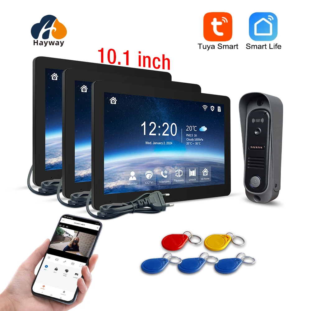 

10 inch HD video intercom 1080P home doorbell Tuya app wireless video intercom unlocking mobile detection, etc