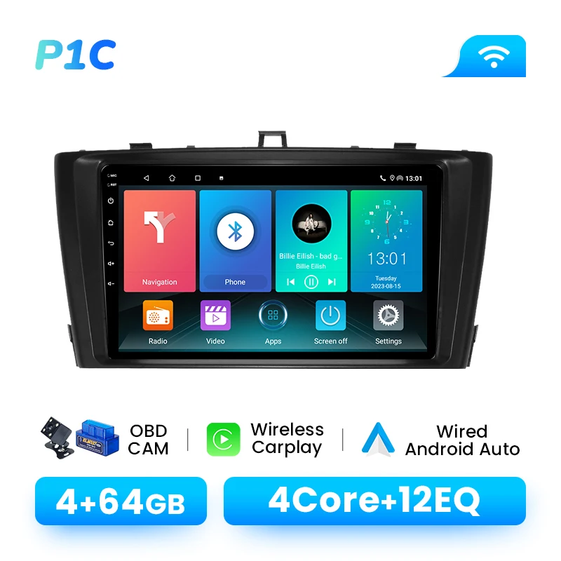 Autoradio Speler Voor Toyota Avensis 2009-2015 Android 14 8GB 128GB GPS Navigatie Draadloze Carplay DSP AI Voice Audio Multimedia
