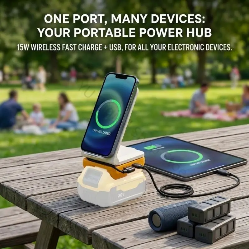 96BA Portable Phone Charging Stand Battery Adapter USB Port for BL1815 Tool Battery