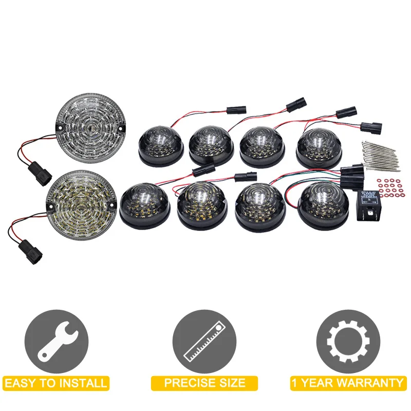 10pcs Fullset Front Rear LED Indicator Light Complete Upgrade Kit For Land Rover Defender 1990 1991 1992 1993 1994 1995-2016