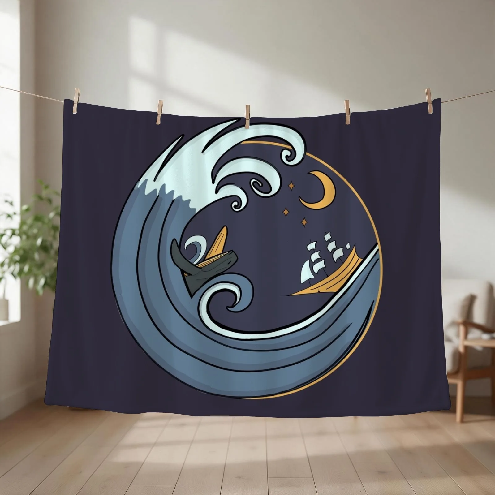 High seas, waves, treacherous nights Throw Blanket couch cozy soft plush fuzzy picnic outdoor blanket