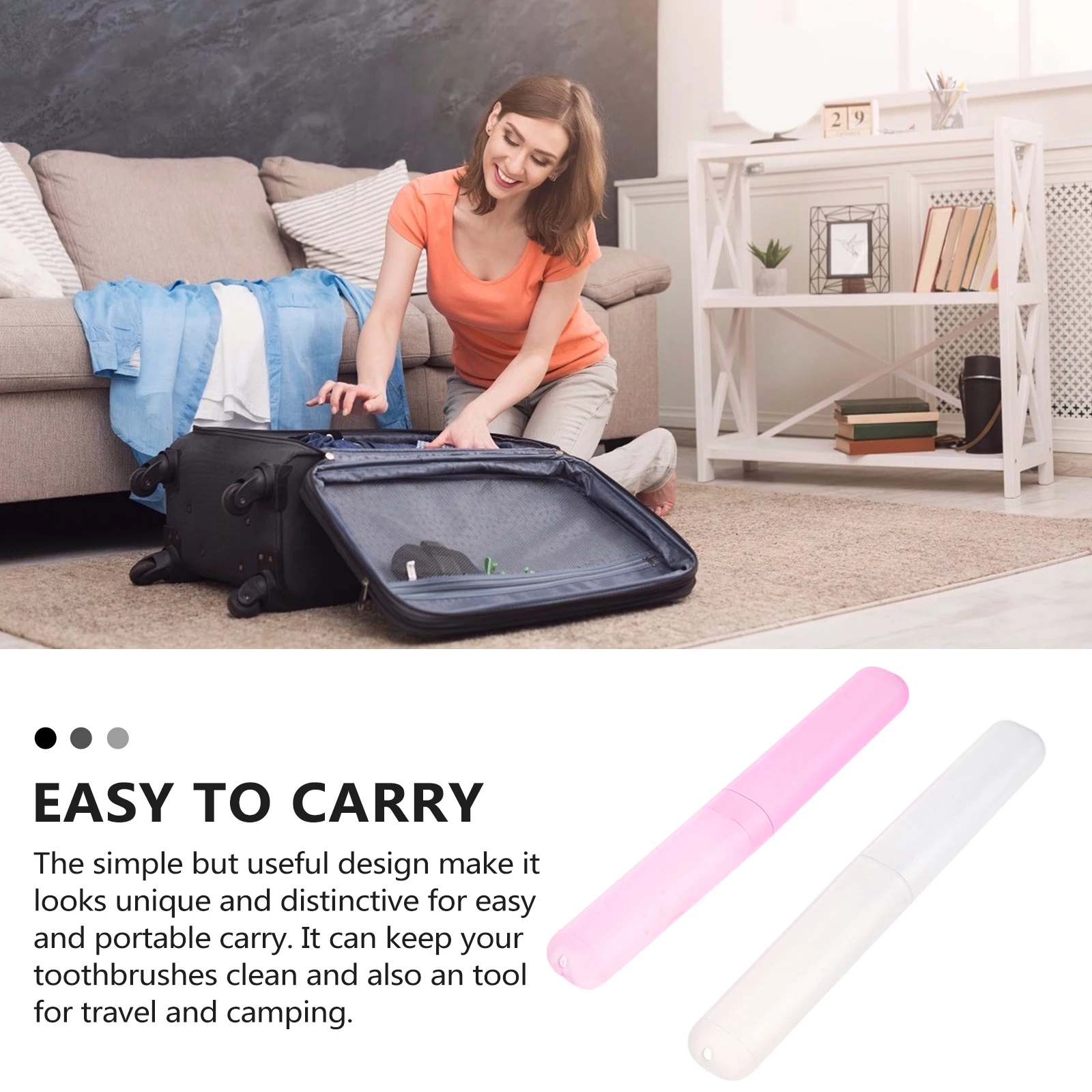 

4Pcs Toothbrush Box Simple for Traveling Camping Use Mixed Color Long-Lasting Plastic Toothbrush Case