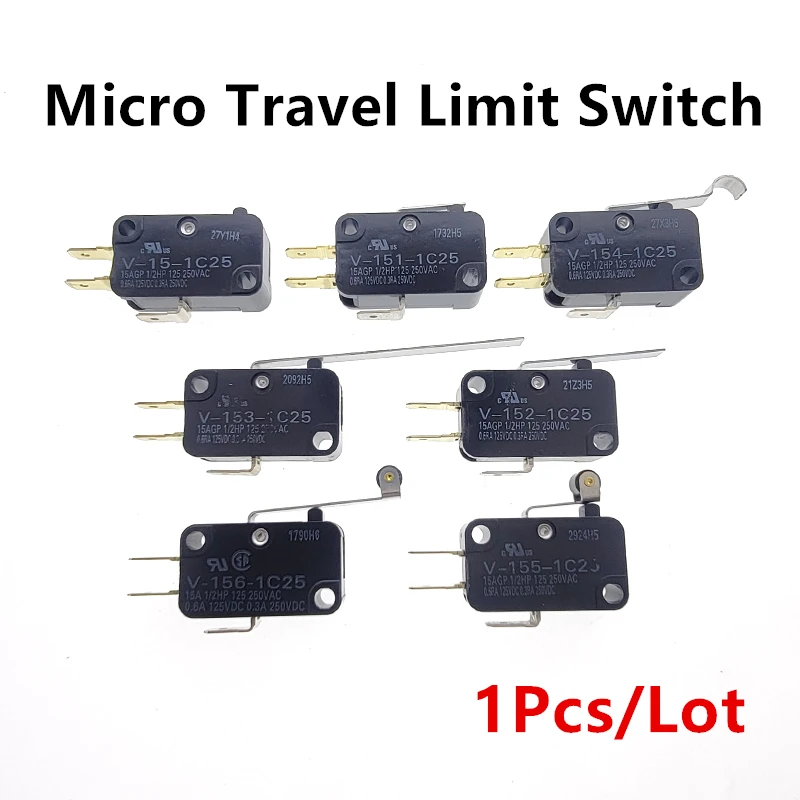 Micro Switch Travel Switch Limit Switch V-15-1c25 V-152-1c25 V-153-1c25 V-154 V-155 V-156-1c25 10A250V 15A 1/2hp 0.3/0.6RA 125VD