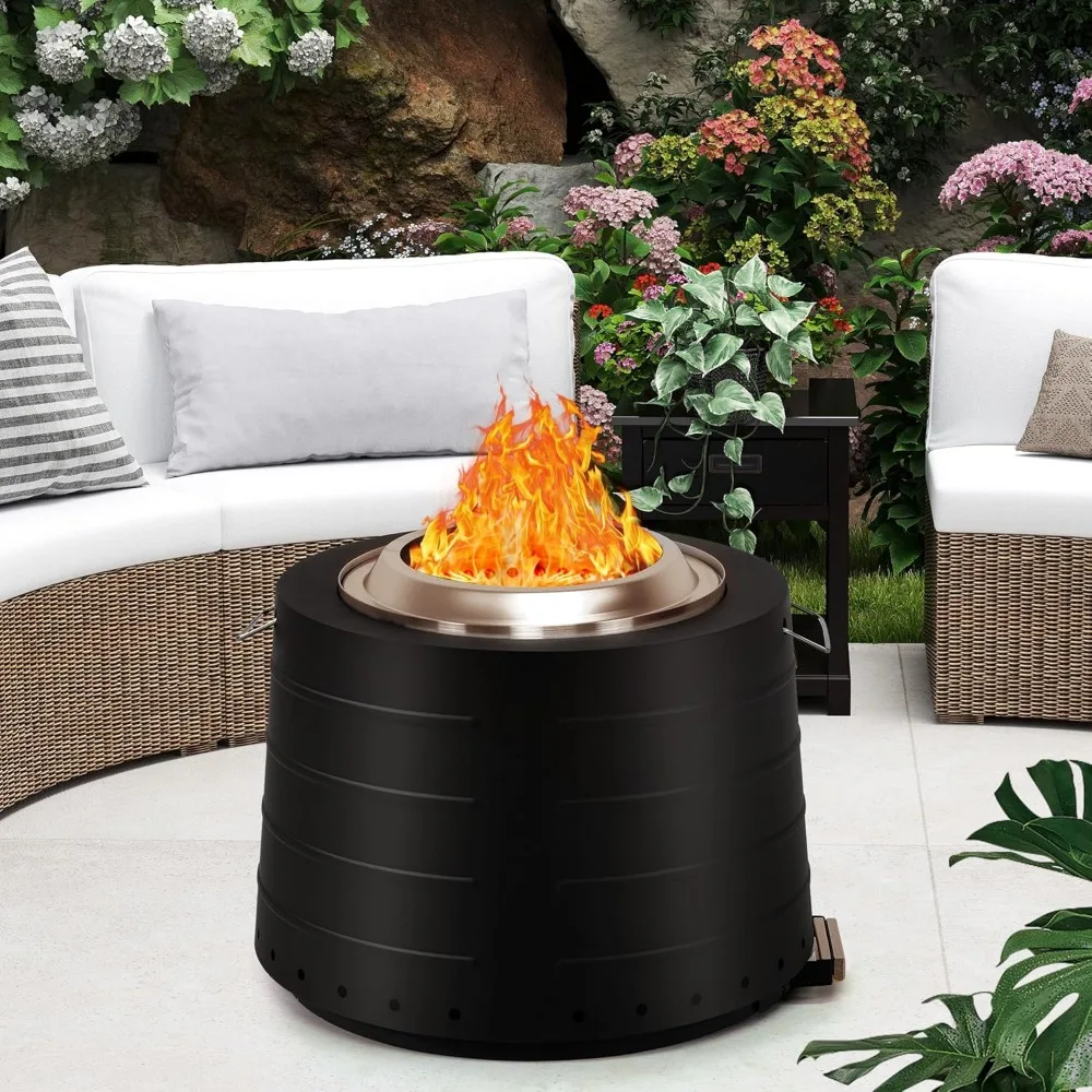 

Smokeless Fire Pit,Portable Outdoor Wood Burning Fireplace for Camping with Cooking Grate, 304 Stainless Steel Bonfire Stove fo