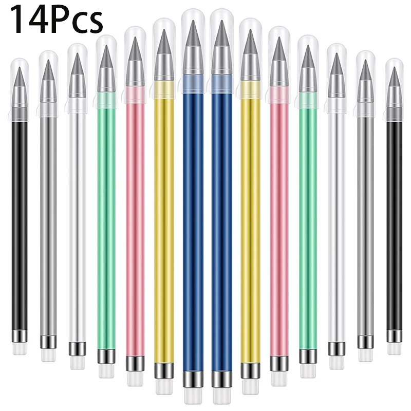 Lápis Eterno com Borracha para Crianças, Lápis de Escrita Inkless, Lápis de Elaboração, 14 peças