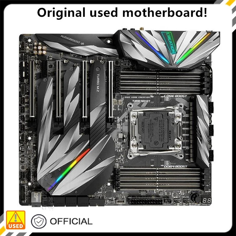 

For MEG X299 CREATION Used original For Intel X299 Socket LGA 2066 DDR4 128G motherboard LGA2066 Mainboard