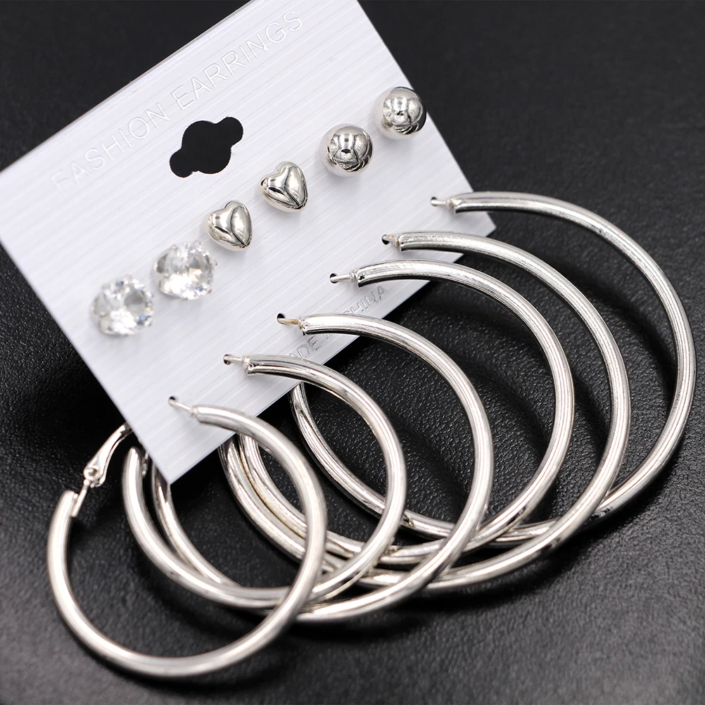 

6 Pairs Earrings Jewelry for Women Fashion Drop Metal Eardrop Delicate