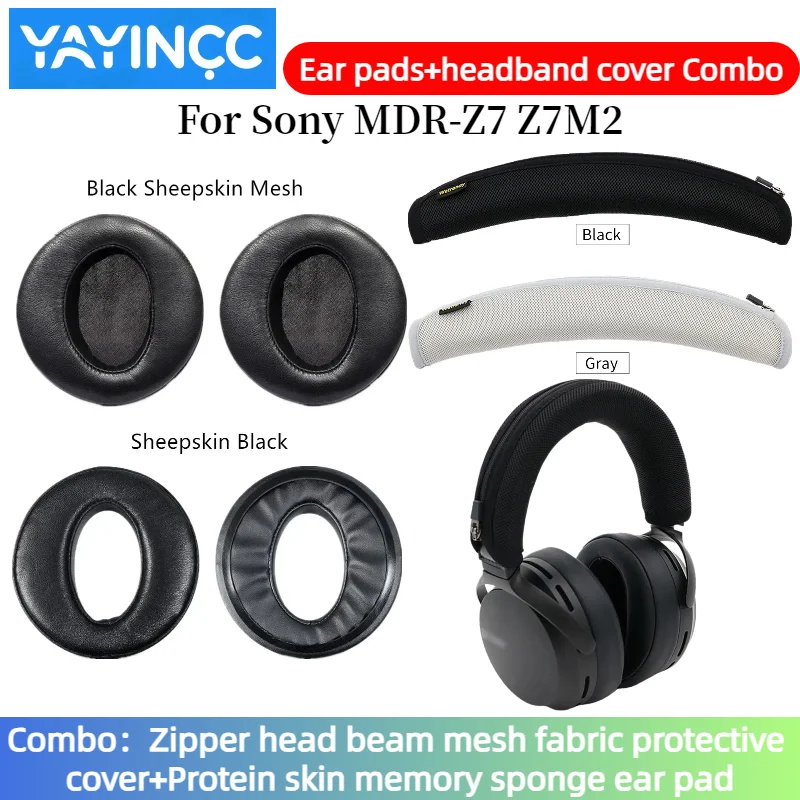 

YAYINCC Replacement Ear pads+Zipper headband cover Combo for Sony MDR-Z7 Z7M2 Headset Headphones Earmuff Earpads Cover Cups