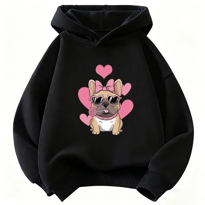 Summer Spring Fashion Cute French Bulldog Design Hoodie Kids Children's Sweatshirt Hoody Boys Girls Casual Hoodies Clothes