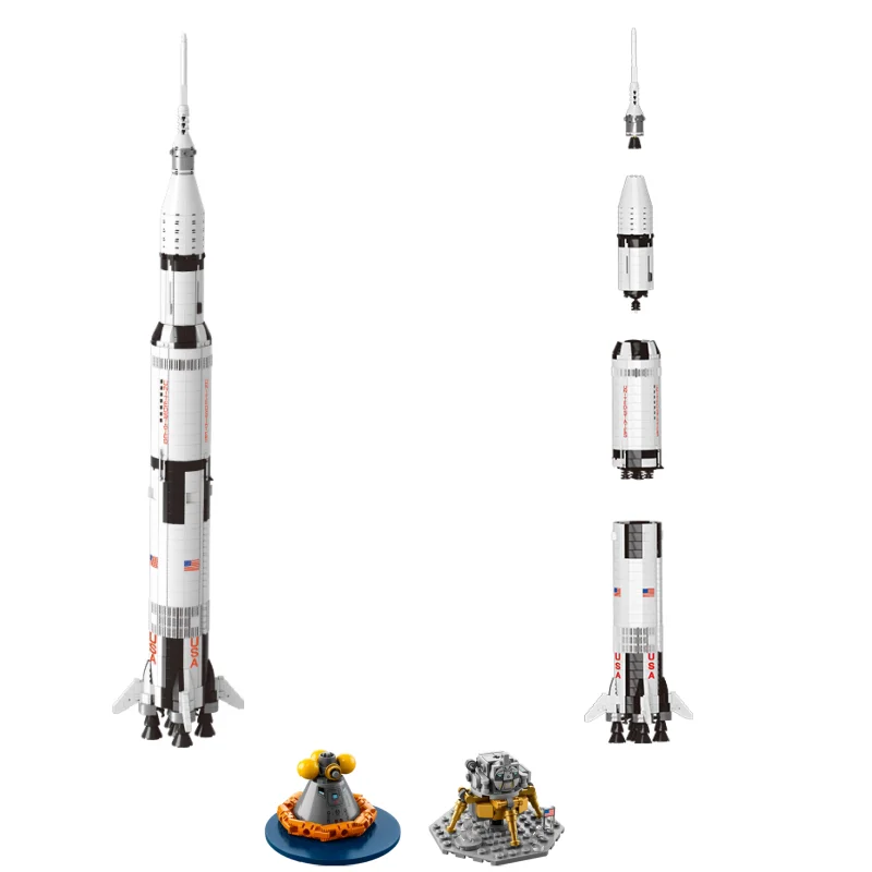 2024 New 1969PCS USA NASAS Exploring Apollos Saturn V Space Launch Rocket Model Building Blocks Bricks Children Kid Toys Gifts