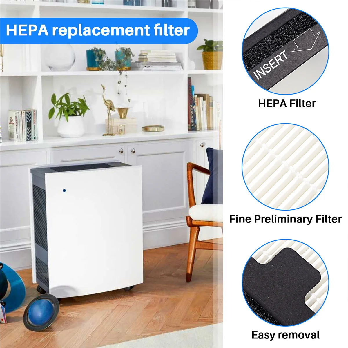 BISM1 1 個 True HEPA フィルター Blueair 200/300 シリーズ粒子フィルターモデル 201、203、203 スリム、205、210B、215B、250E、270E 用