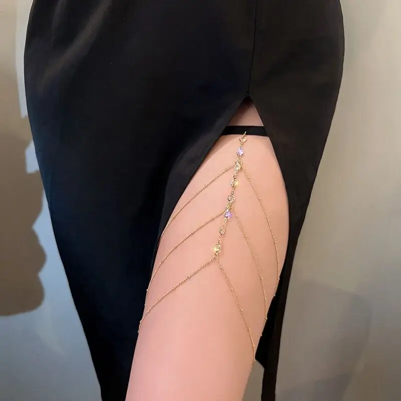 2025 المرأة البوهيمي الفخذ سلسلة بسيطة ستار الجسم سلاسل للنساء طبقة مزدوجة المعادن Bodychain موضة الفخذ مجوهرات الساق تشا