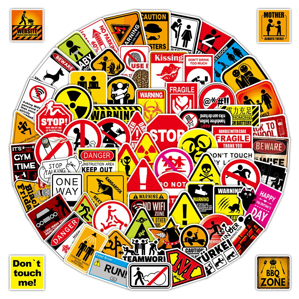 100 Pcs Multi-Purpose Warning Stickers - Waterproof Decals for Workplace, Packaging & Daily Safety AnimeWorlds Store