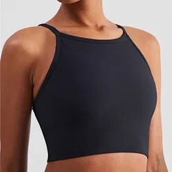 Vnazvnasi Women Sport Strap Bra Safety Fitness Tops Ribbed Vest Corset Female Push Up Crop Top Gym Underwear Yoga Sportswear