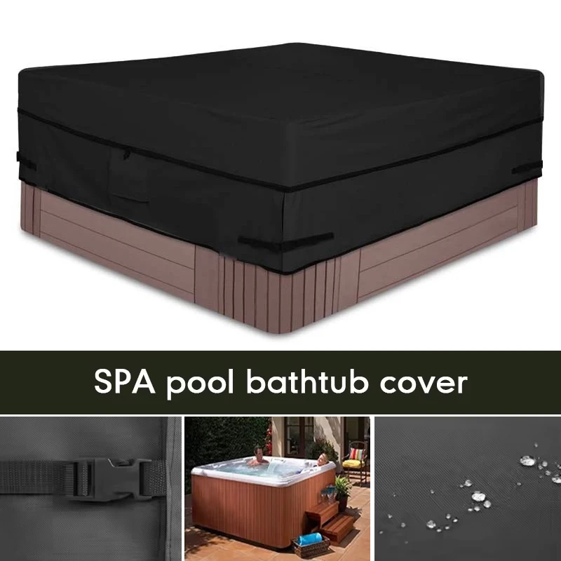 

Square Hot Tub Cover 210D Heavy Duty Oxford SPA Covers for Hot Tub Windproof Waterproof Hot Tub Cover Protector
