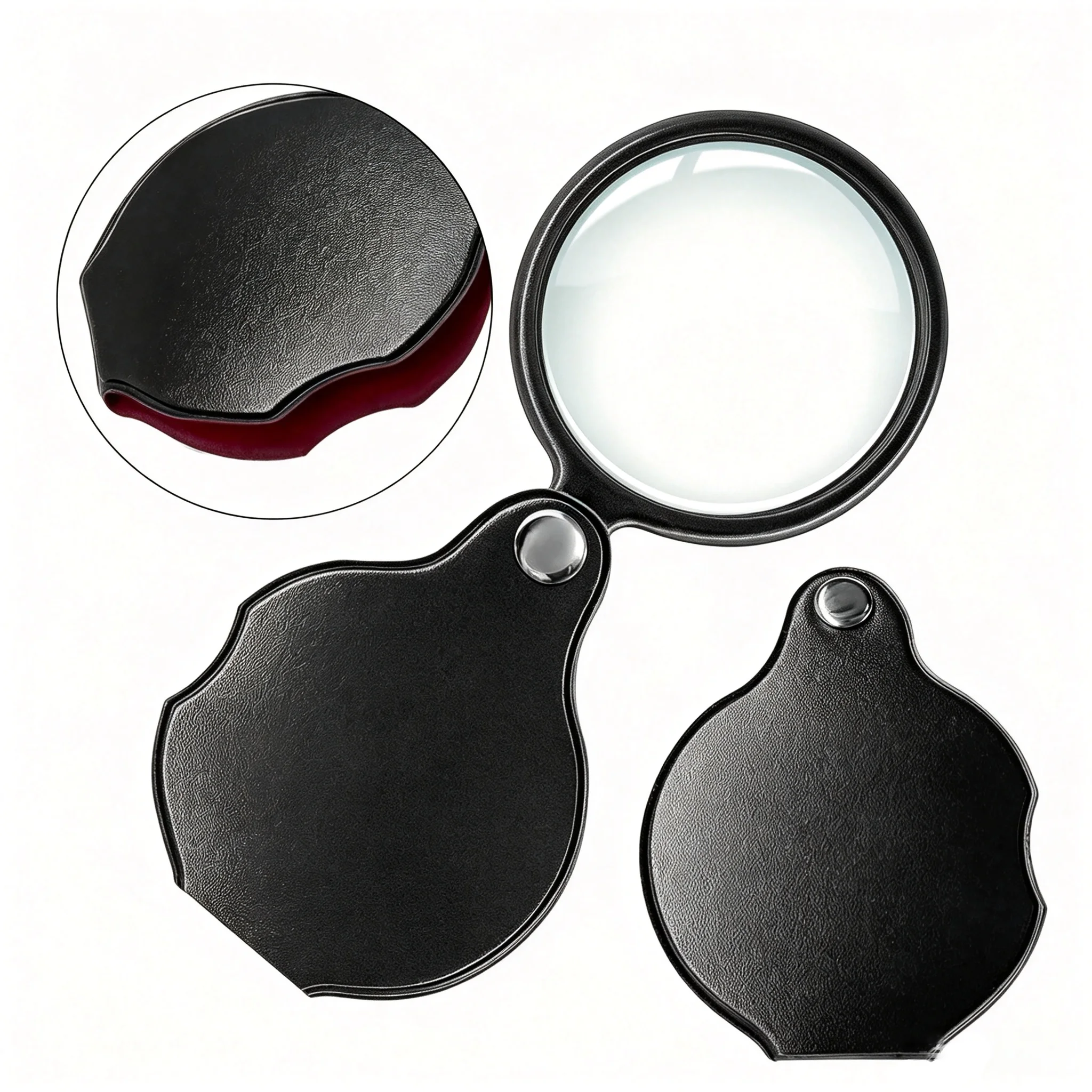 6X 8X Faltbare Lupe Tragbare Handlupe mit Lederetui 50/60mm Einzellinsenlupe für Schmuck und Lesen – Detail 9