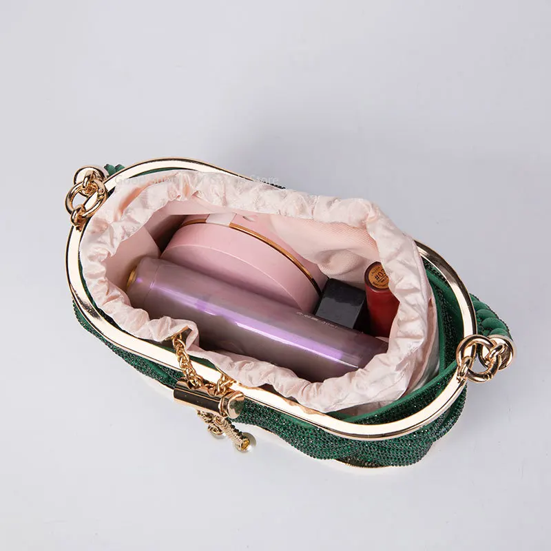 حقيبة يد الكتف بريق اللؤلؤ حفل زفاف مخلب محفظة الماس لامعة الديكور مساء حقيبة Crossbody حجر الراين امرأة فاخرة